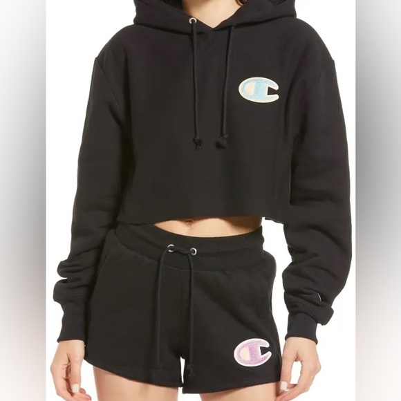 Champion Other - Champion Women's Black Athletic Sweater and Shorts Set
